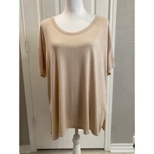 Old Navy Oversized Luxe Tunic T-Shirt Cream Beige Slub Knit  Size Medium Petite